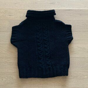 Vintage Lambswool Chunky Knit Black Sweater Vest, M